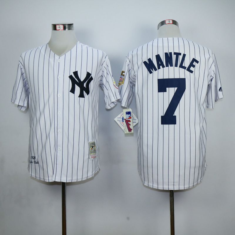 Men New York Yankees #7 Mantle White MLB Jerseys->new york yankees->MLB Jersey